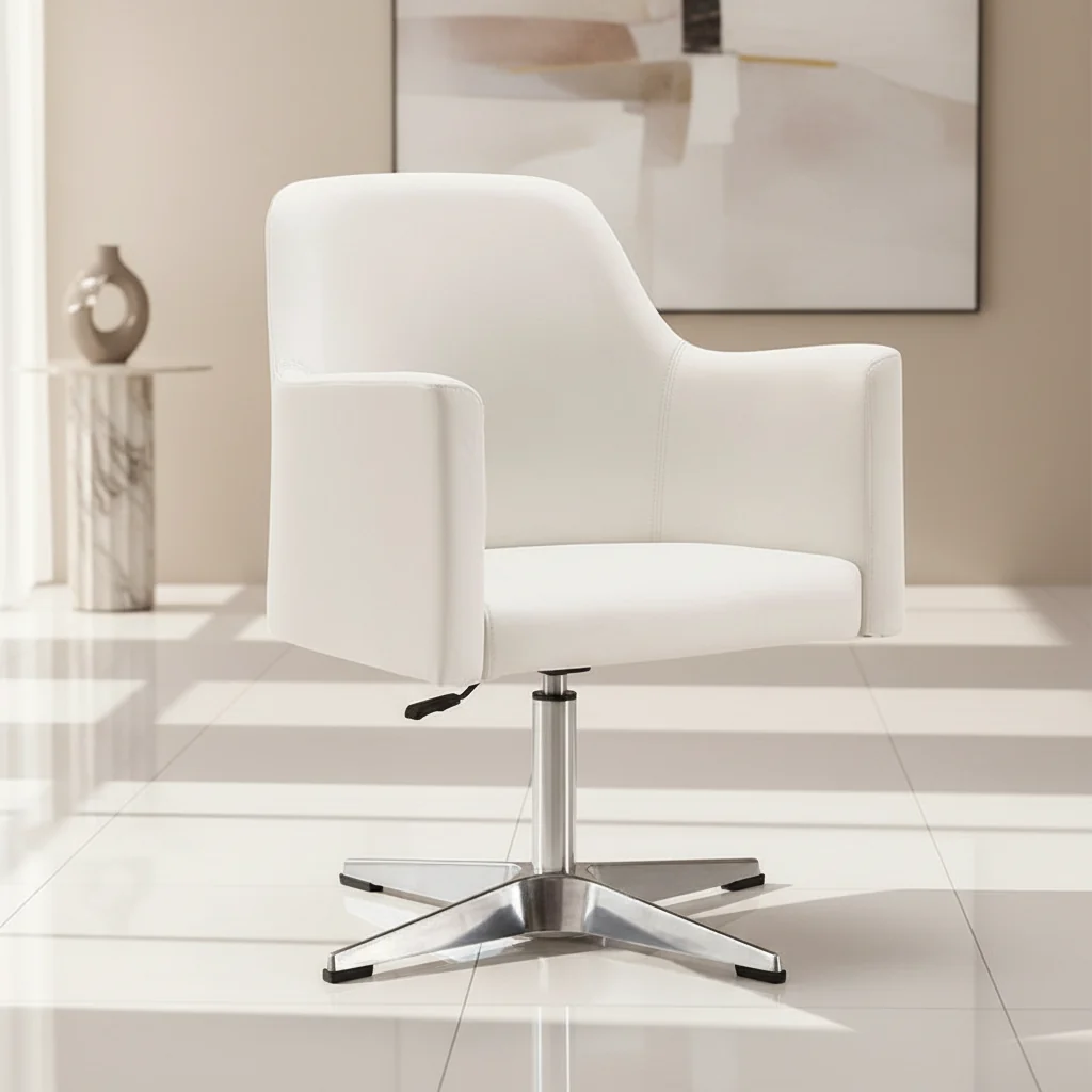 Polished Chrome Faux Leather Adjustable Height Swivel Accent Chair