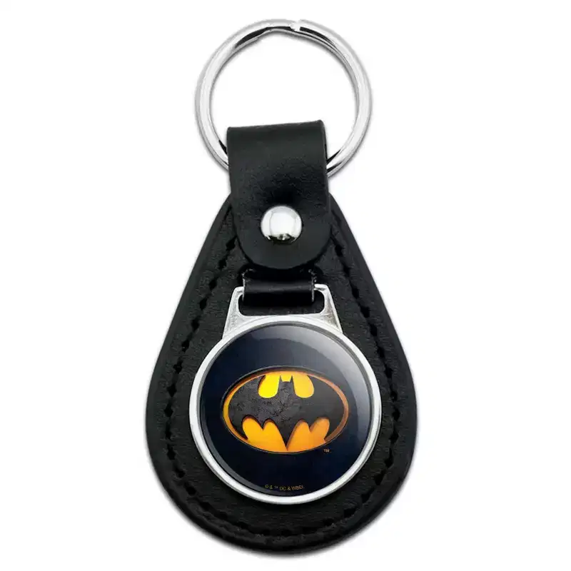 The Flash Batman Logo Black Leather Keychain