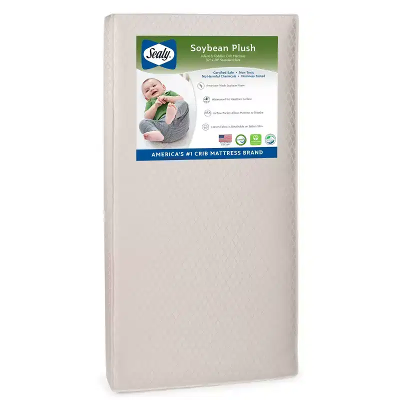 Soybean Foam-Core Crib and Toddler Mattress - Hypoallergenic, Waterproof, 5-Inch Firm