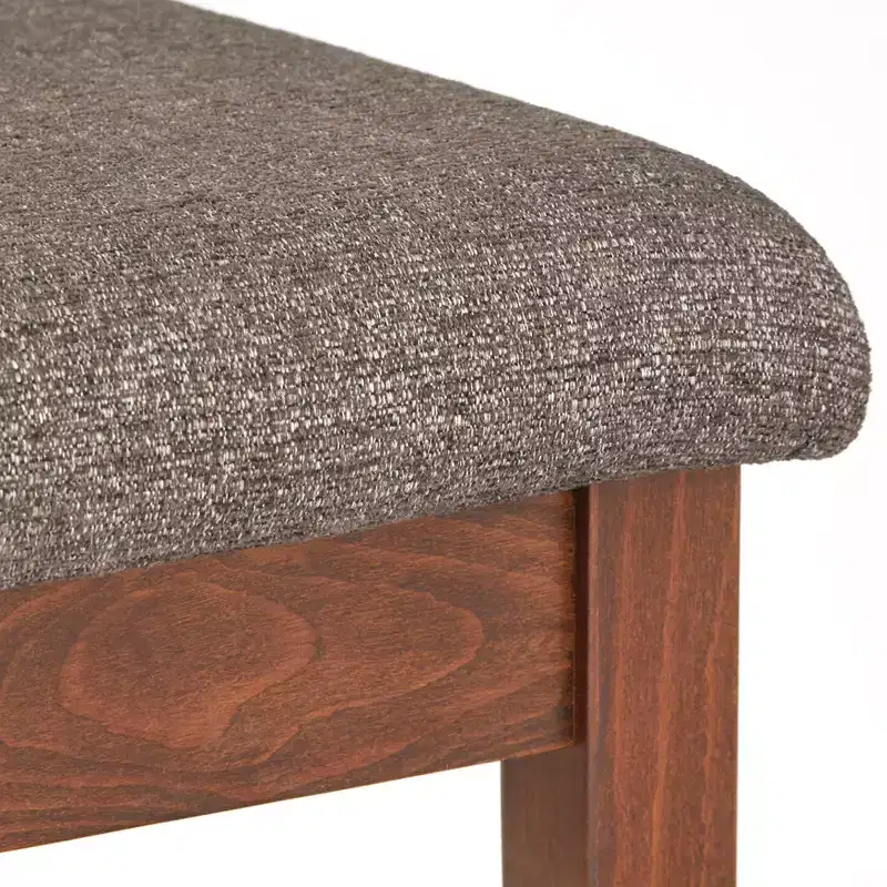 Mid-Century Dining Chairs Walnut: Beech Wood, Ladder Back Design, Gray Upholstery