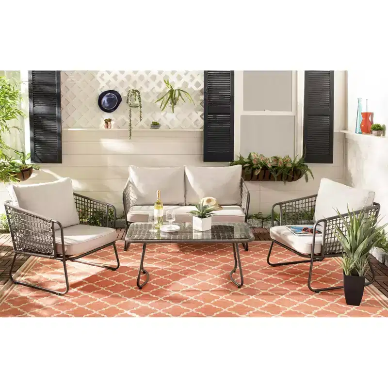 Benjin 4 Piece Living Set - Indoor/Outdoor - PAT9003 - Safavieh