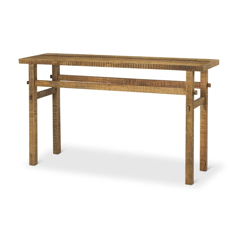 HomeRoots 54 Brown Solid Wood Distressed Console Table - 54' X '30' X '16