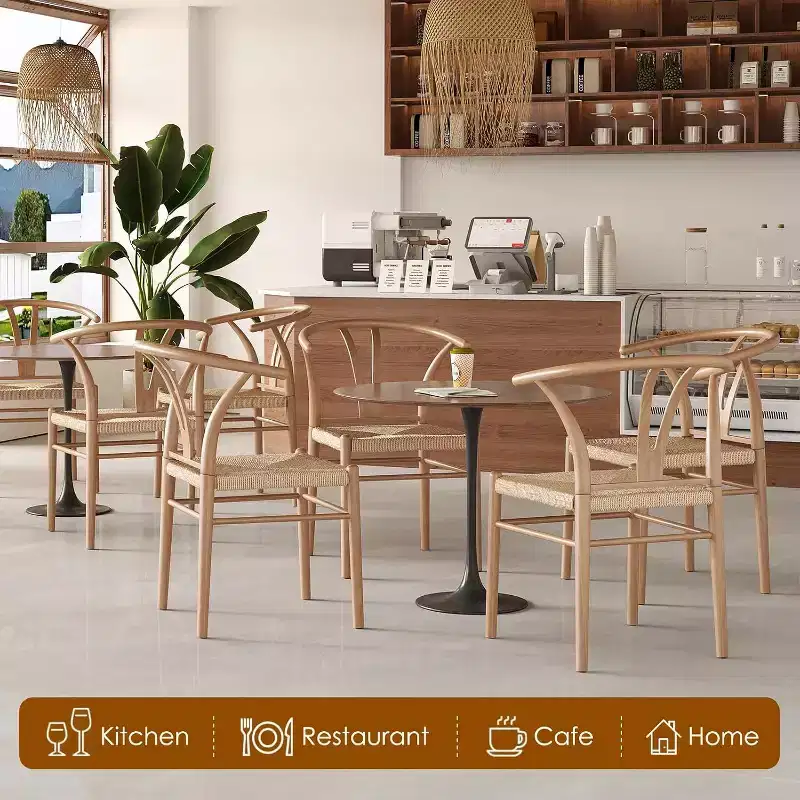 Pexfix Nature Metal Rattan Dining Room Chair Set of 2