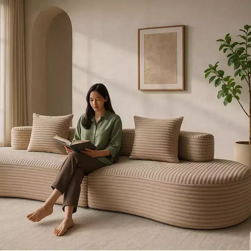 ModernLuxe Curved Modular Sectional Sofa, 2-Piece Channel Tufted Corduroy Couch, No Assembly Required