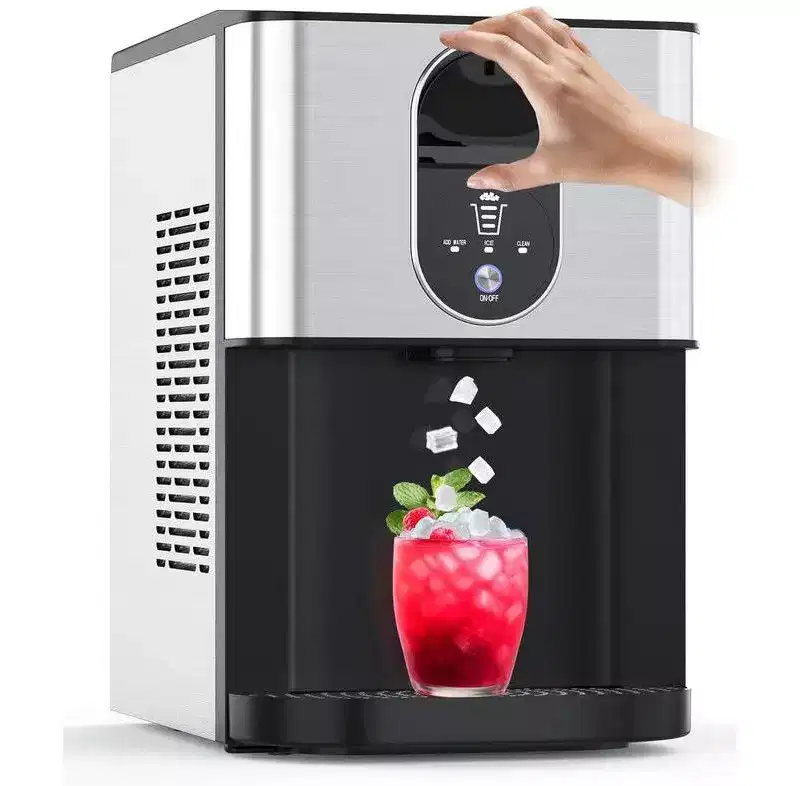 Countertop Nugget Ice Maker, 44lbs/24H chewable pellet ice machine with dispenser and self-cleaning for home, kitchen, office, or parties.