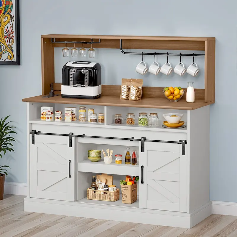 52 Farmhouse Coffee Bar Cabinet Wine Buffet Cabinet Kitchen Sideboard Buffet Cabinet