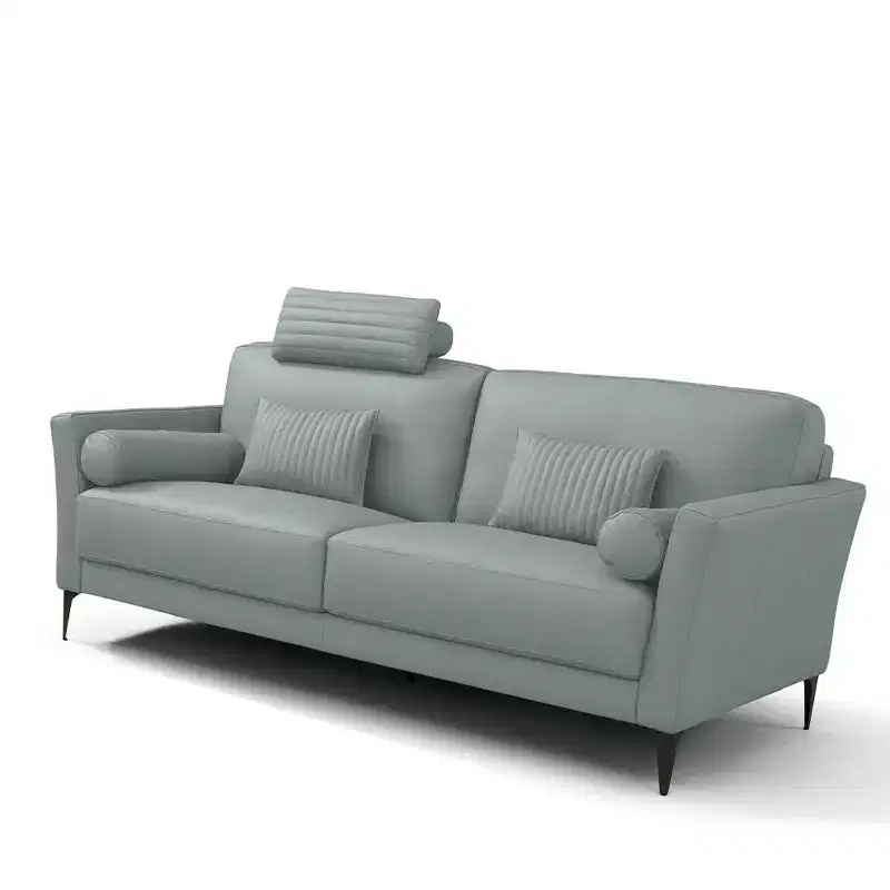 68" Sofa Leather -: Curved, Upholstered, Wood Frame, Spot Clean, No Tools Assembly