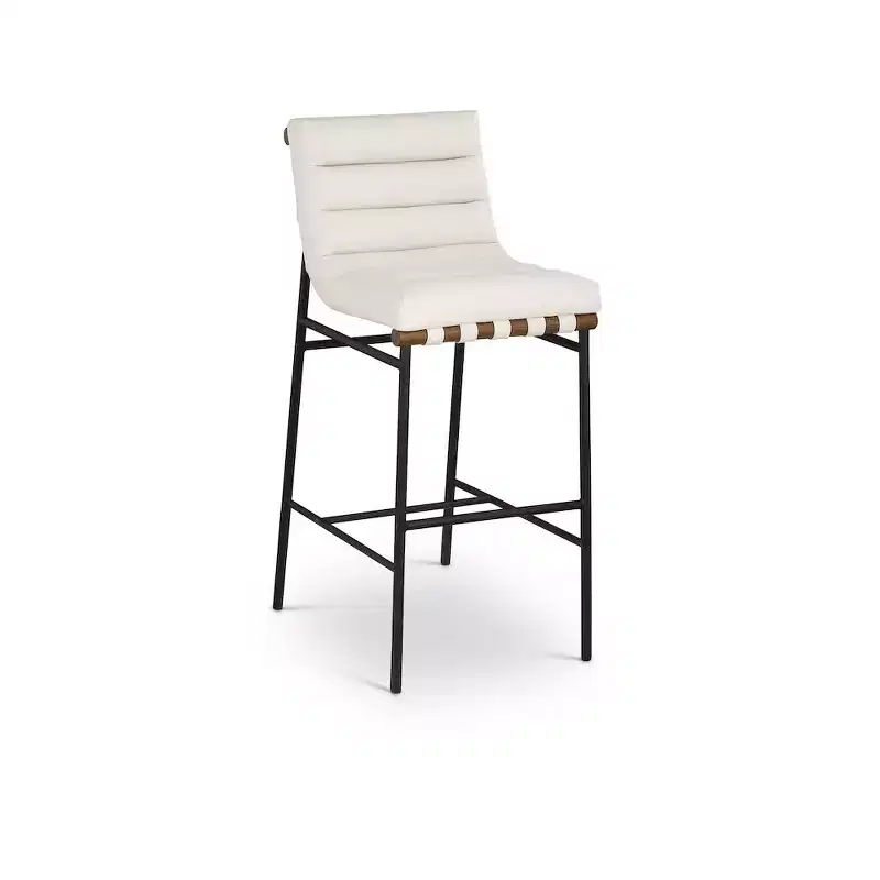 Meridian Furniture,Burke Cream Vegan Leather Bar Stool