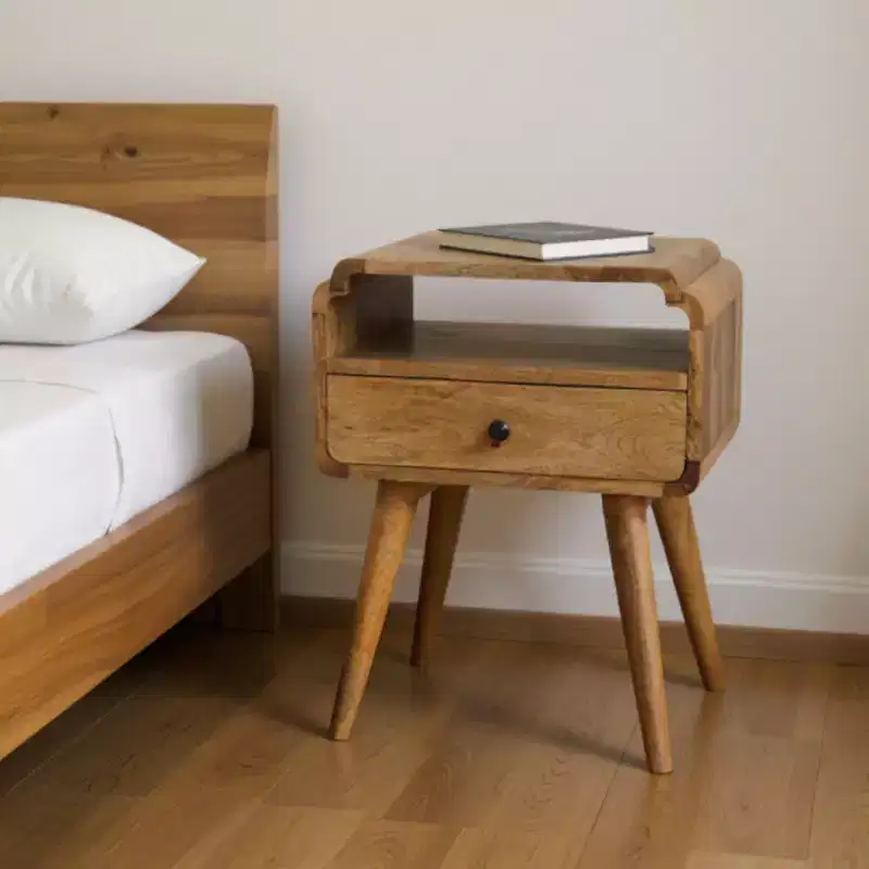HomeRoots 22 Light Brown Solid Wood One Drawer Nightstand