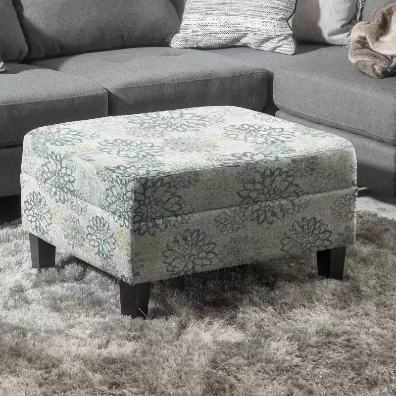 TUYOHW 28 Modern Wood Ottoman with Storage Rectangle Storage Bench with Button Tufted Top Foot Stool Ottoman for Bedroom, Living Room
