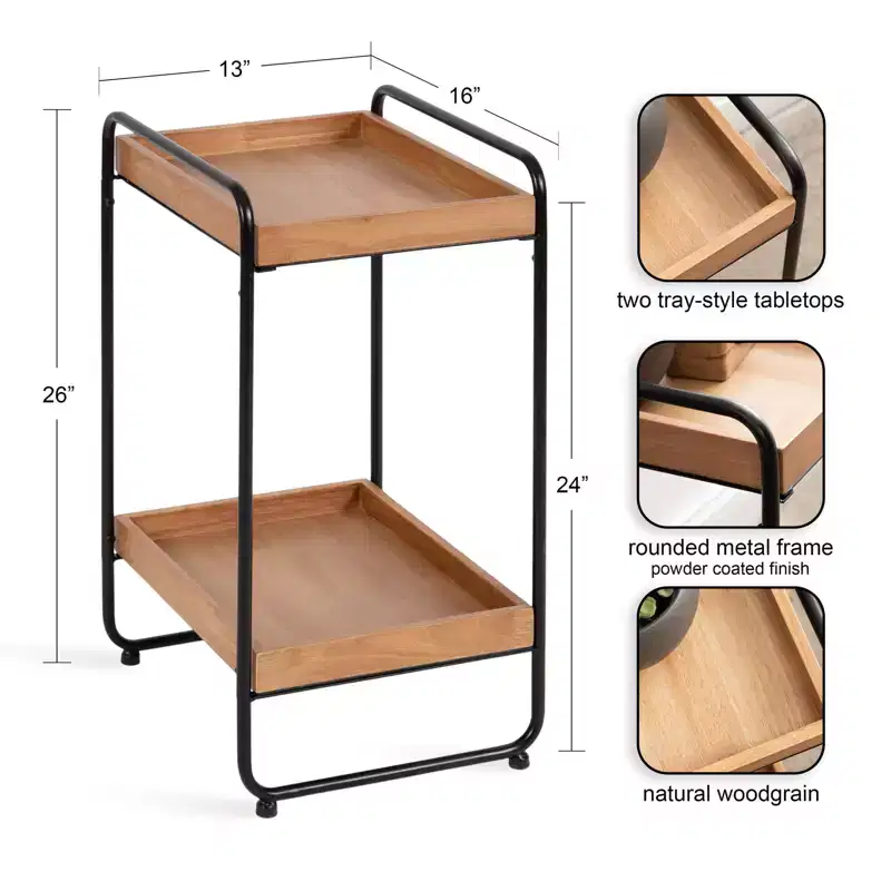 Kate and Laurel Nicco Tiered Side Table, 13x16x26,