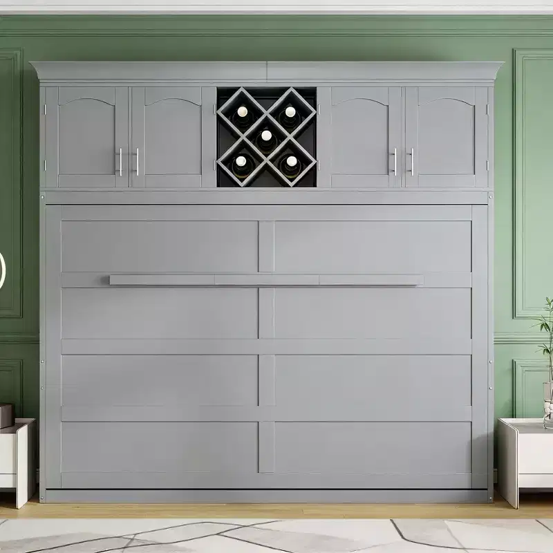 Luxystar Modern Queen Murphy Bed with 2 Cabinets for Living Room or Apartment
