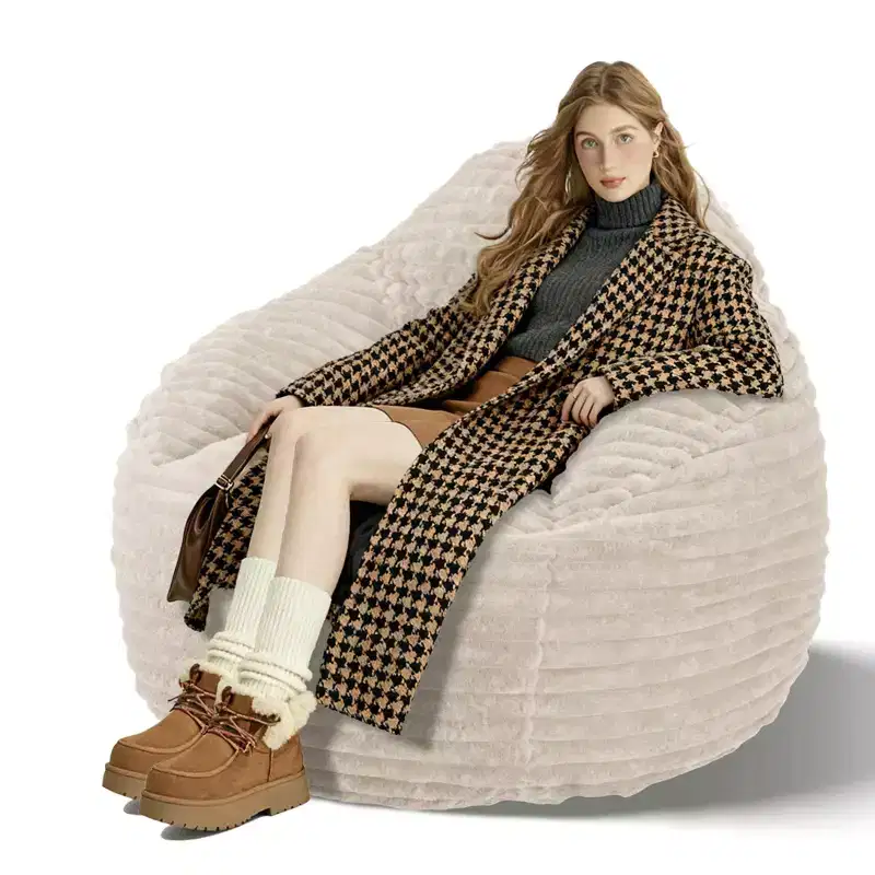 TUYOHW Velvet Lazy Chairs for Adults,Comfy Bean Bag Chairs with Soft Removable Cover for Living Room,Camel