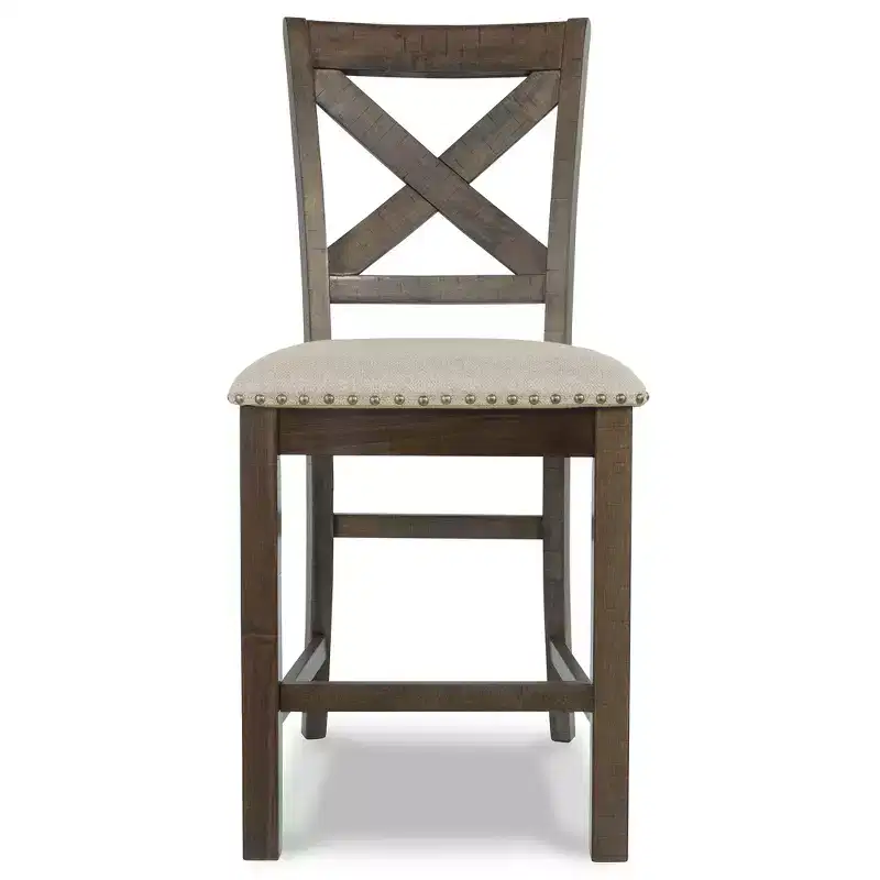 Signature Design by Ashley Morivile Counter Height Upholstered Barstool, Set of 2, Beige