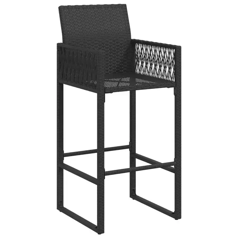 vidaXL Garden Bar Stool PE rattan, powder-coated steel, 100% polyester