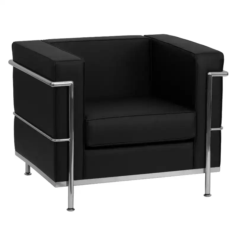 Contemporary LeatherSoft Chair with Double Bar Encasing Frame - 550 lb Capacity