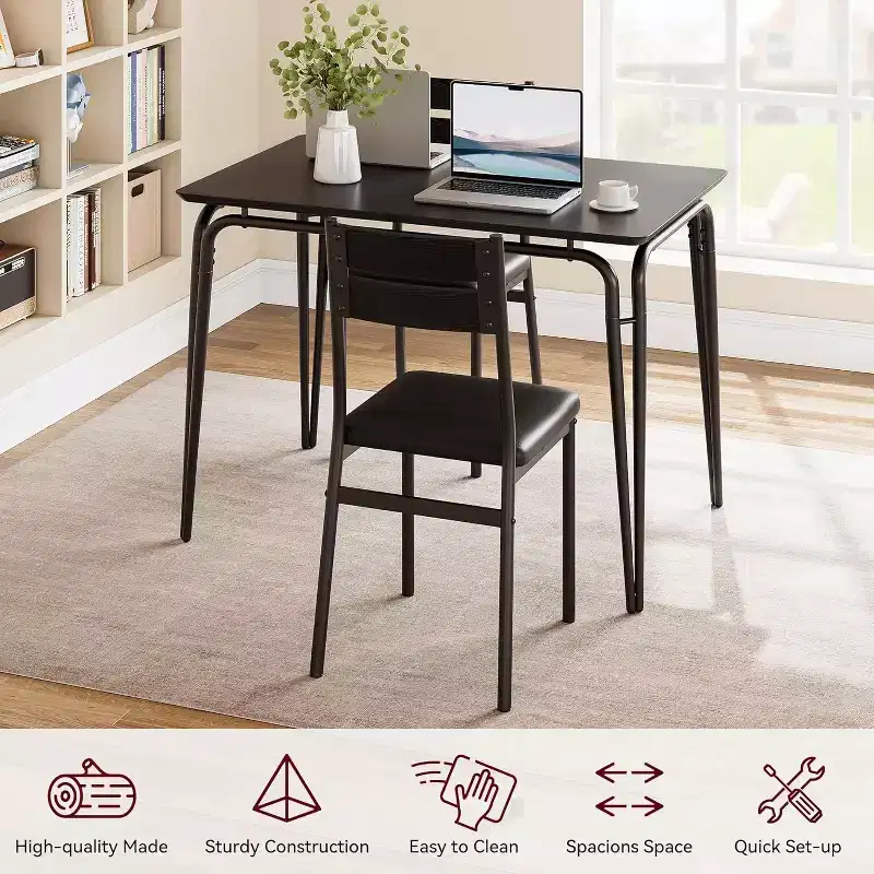 GustoWave 5 Piece Dining Table Set, with 4 Upholstered Chairs