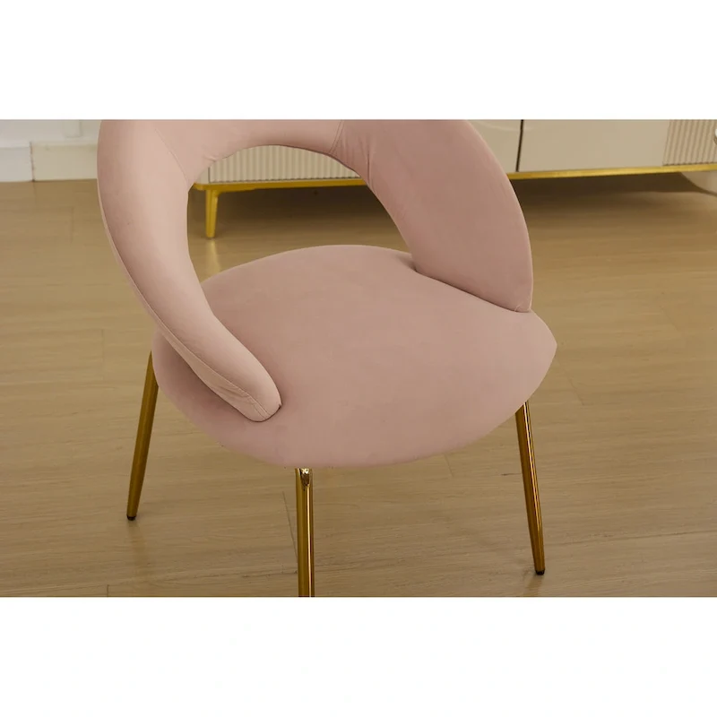 Velvet Dining Accent Chairs with Curved Backrest and Gold Metal Legs - 250lb Capacity