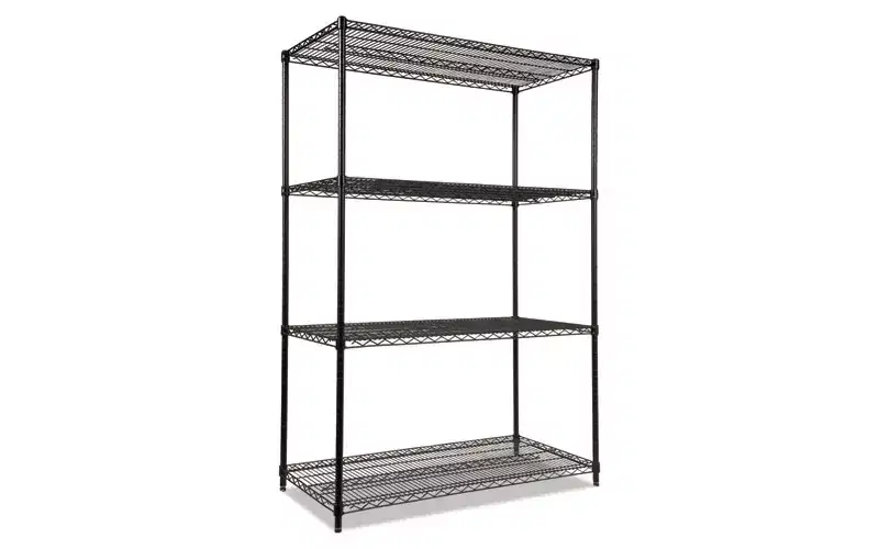 Alera NSF Certified Industrial Four-Shelf Wire Shelving Kit, 48w x 24d x 72h, Black