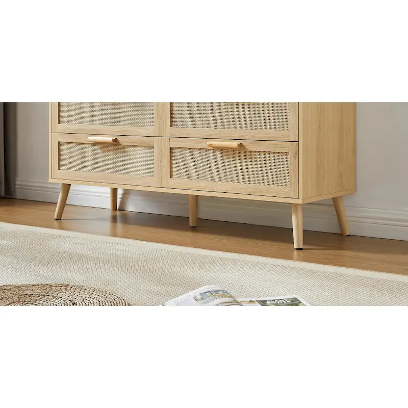 Bedroom Dresser with Rattan Fronts