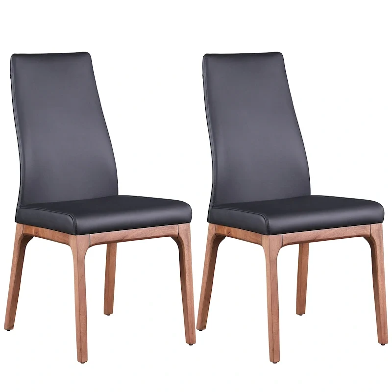 Somette Modern Contour Back Side Chair with Wood Base, Set of 2