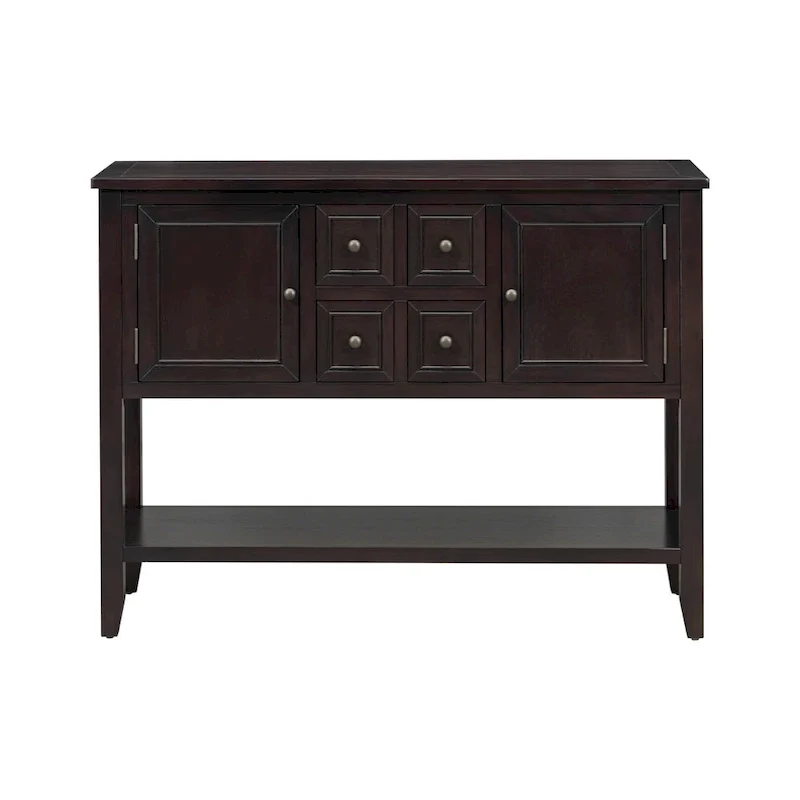 Retro Sideboard Console Table with Drawers and Bottom Shelf