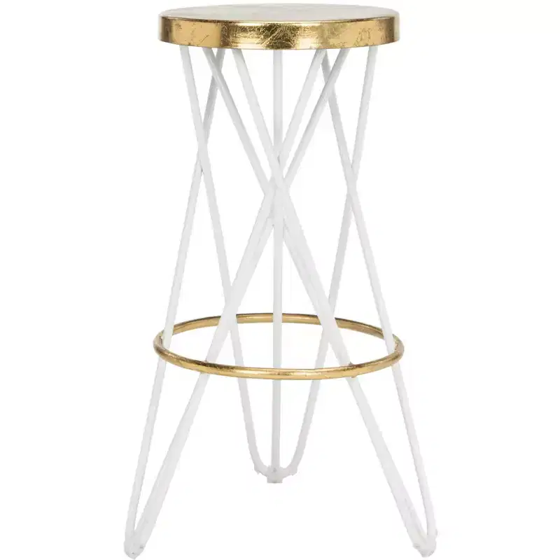 Gold Leaf Bar Stool, White & Gold