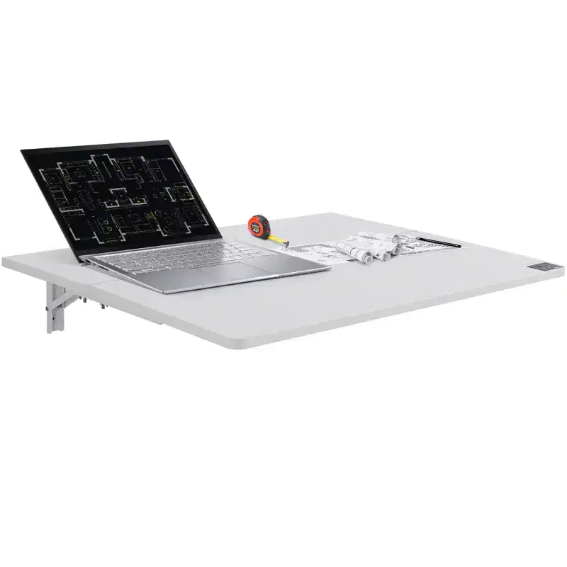 VEVOR Wall Mounted Folding Table, 31.5 x 19.69 Wall Mount Drop Leaf Table, Floating Desk with Iron Bracket, Fold Down Desk