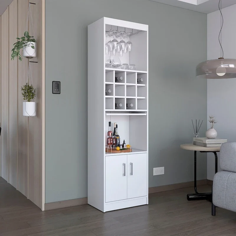 71-Inch 5-Tier Bar Cabinet with Wine Rack & Stemware Holder