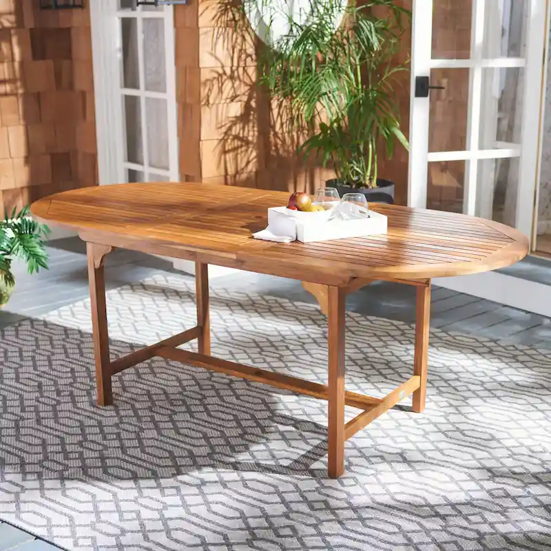 SAFAVIEH Linda 6-Chair 1-Table Extendable Patio Dining Set - 35Wx79Dx30H