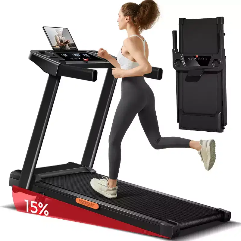 15% Incline Treadmill with Handles, 3-in-1 Portable Treadmills for Home and Office, Foldable Treadmills with 300 Lbs Weight Capacity (15)