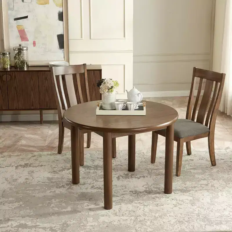 Round Dining Table for 4, Farmhouse Kitchen Table, Wooden Circle Dinner Room Table