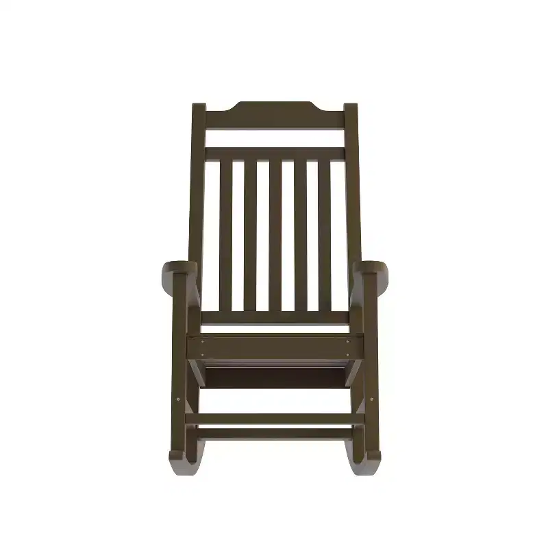 Emma and Oliver All-Weather Rocking Chair in Faux Wood - Patio and Backyard Furniture