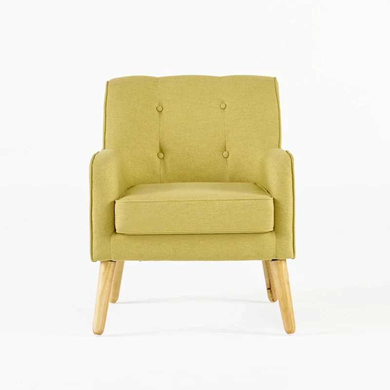 Upholstered Button-Tufted Accent Chair with Iron Hairpin Legs