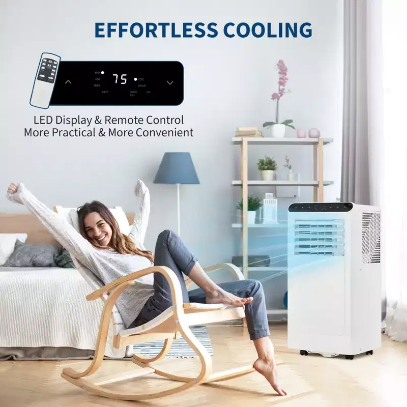 8,000 BTU Portable AC  3-in-1 Air Conditioner (1 Pack) for Rooms Up to 350 Sq.Ft | Compact Design with Window Kit & 24H Timer