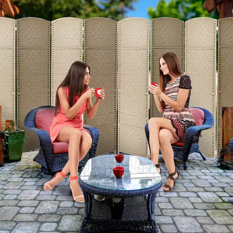 8 Panel Extra Wide Room Divider 6 ft. Tall - Privacy Screen, Extra Wide Double Hinged Panels, Diamond Double-Weaved