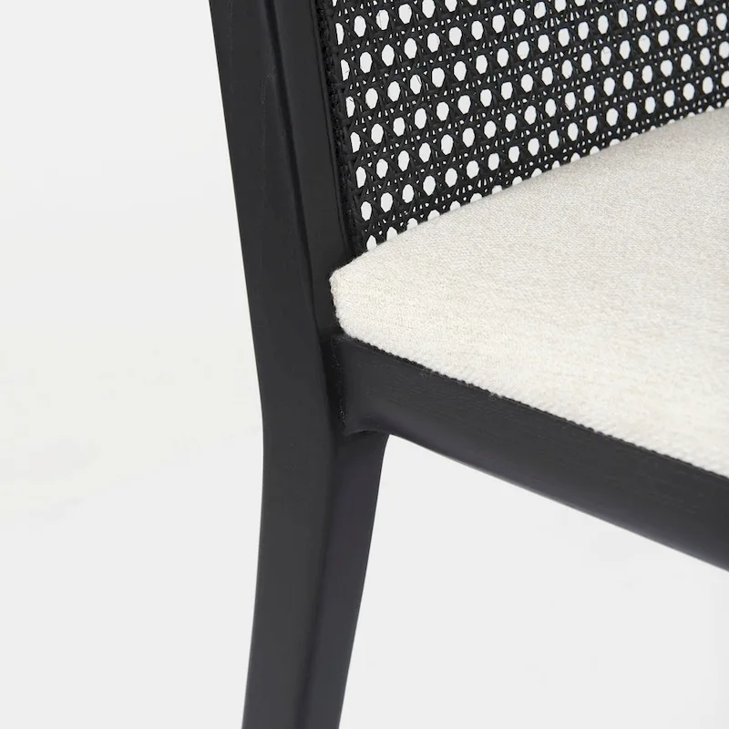 Clara Light Brown Wood Cream Seat Armless Dining Chair