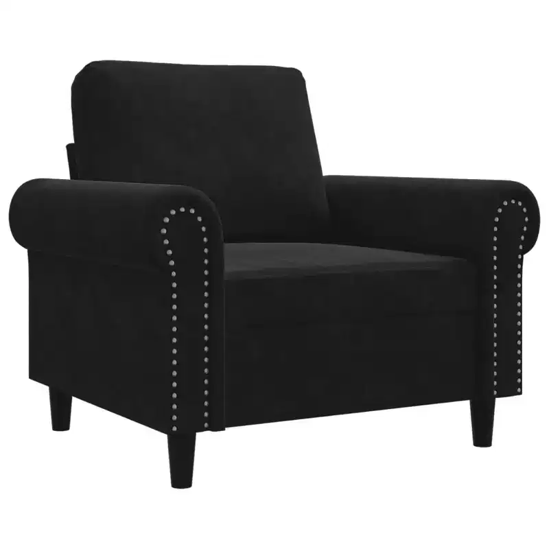 Sofa Chair Black Velvet, Metal Single Durable Armchair