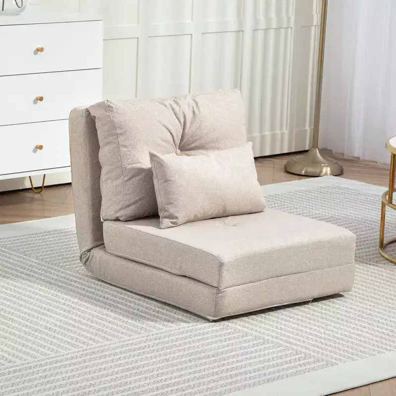 Convertible Bean Bag Floor Chair, Lazy Sofa Bed with Adjustable Backrest for Living Room or Bedroom