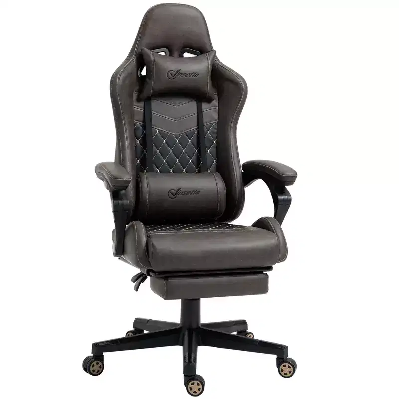 Okak High-Back Gaming Chair with Headrest, Computer Chair with Lumbar Support and Footrest, Office Chair for Study, Reading Room