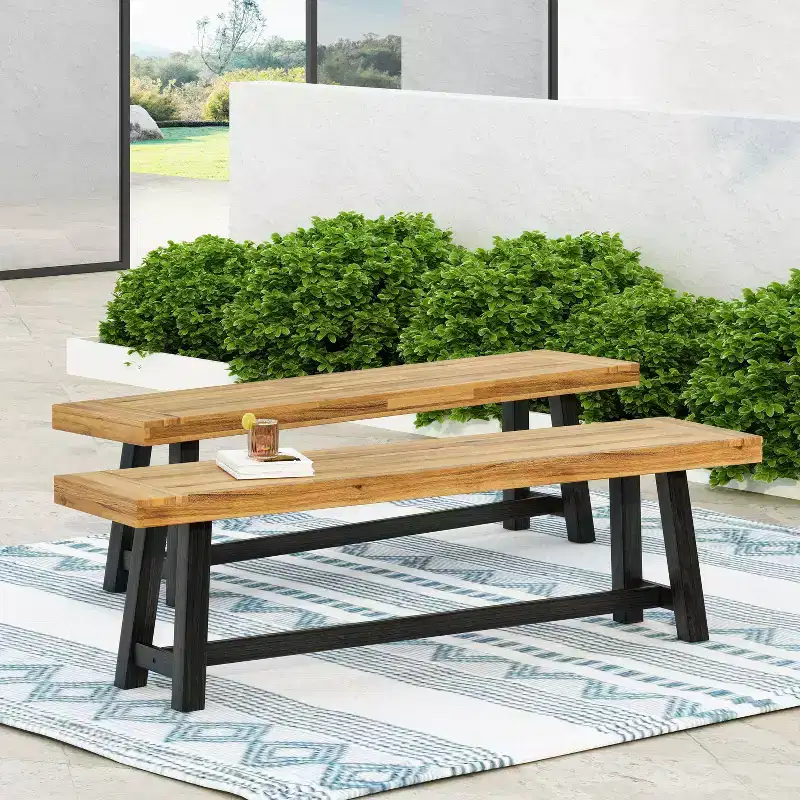 Christopher Knight Home Raphael Outdoor 63 Acacia Wood Bench (Set of 2)