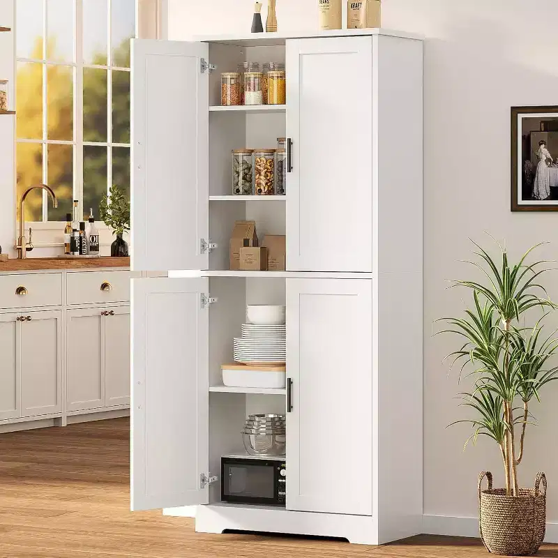 Freestanding Kitchen Pantry Cabinet with Doors and Adjustable Shelves, 70 Tall Storage Cupboard, Versatile Cabinet