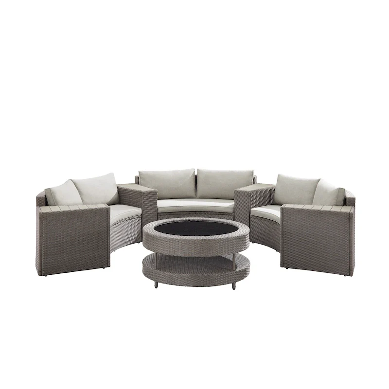 Corvus Fiji Half Round 8-piece Outdoor Wicker Sectional Curved Sofa Set