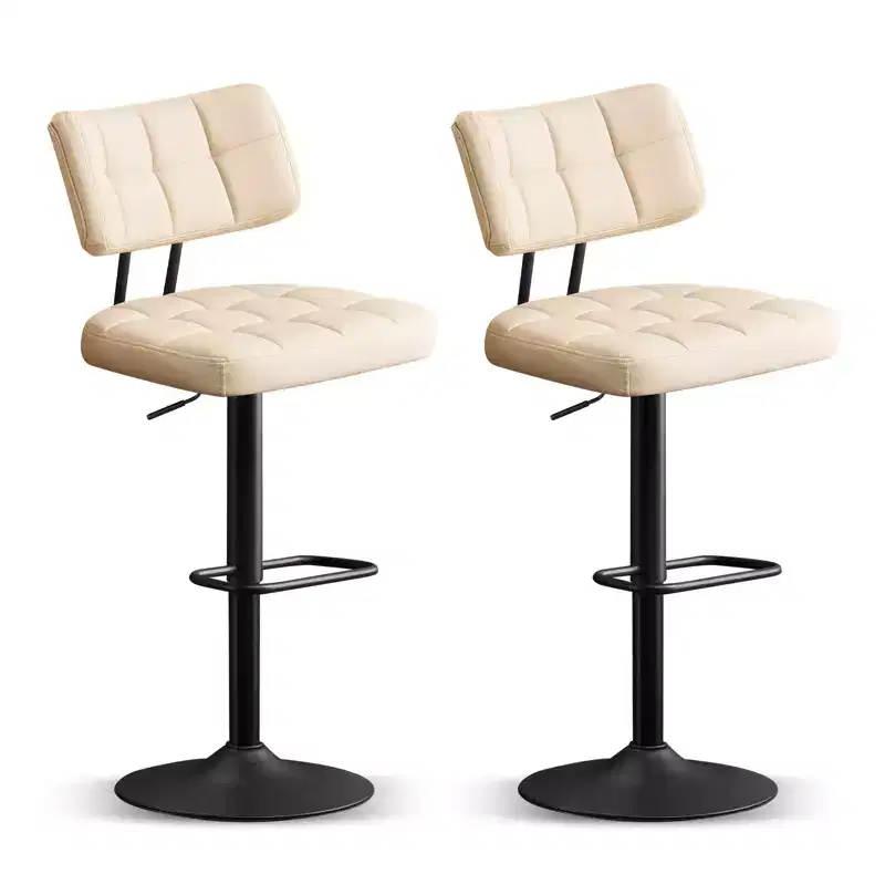 Furniliving Modern Swivel Bar Stools Set of 2, Faux Leather Upholstered, Height-Adjustable for Kitchen Island, Dining Space