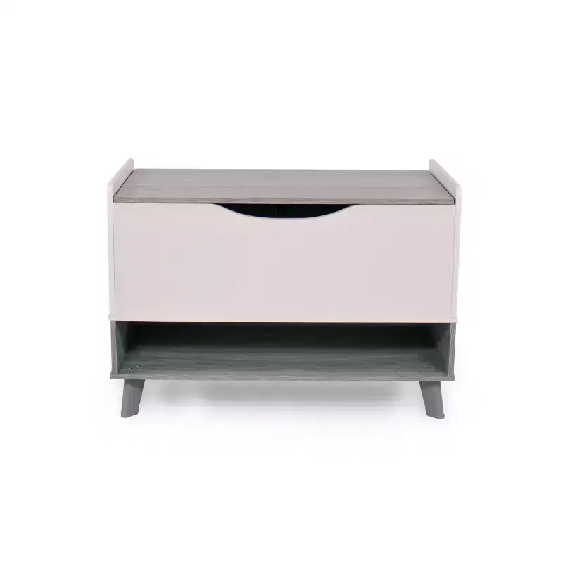 Humble Crew Morgan Mid-Century Kids' Toy Chest with Soft Close Lid and Storage Shelf Gray: Baby Toy Organizer, Bookshelf