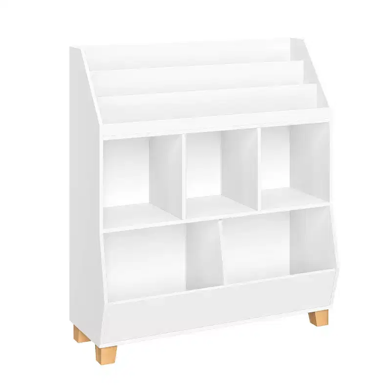 RiverRidge Kids' CatchAll 35 Toy Organizer with Cubby Storage, Toy Storage Bins and Bookshelf White