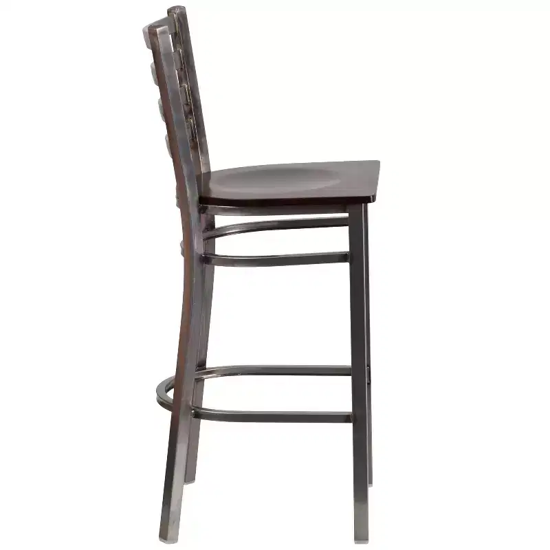 2 Pack Clear Coated Ladder Back Metal Restaurant Barstool