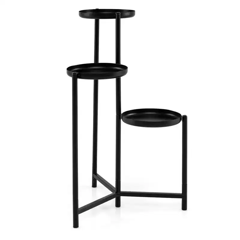 Gymax Metal Plant Stand Indoor Outdoor Tall Corner Flower Pot Holder Display Rack