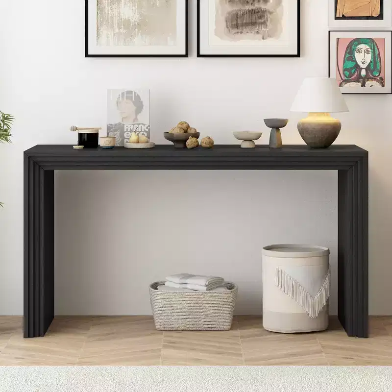 Minimalist Wood Console Table, Modern Fluted Entryway Table for Living Room and Entryway
