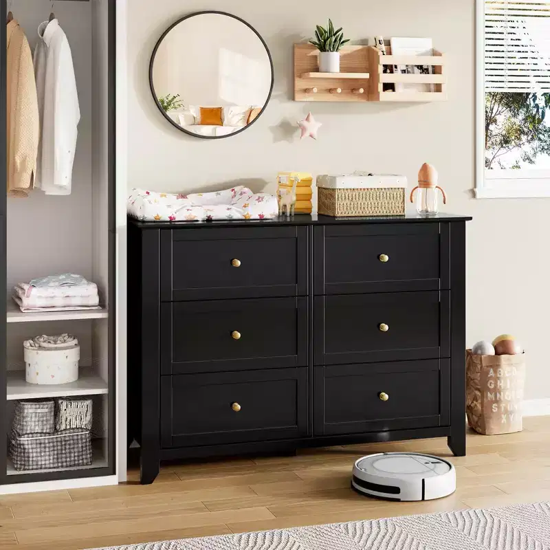 COZONY 54 Wide 6-Drawer Modern Dresser with Deep Storage & Metal Knobs for Bedroom, Entryway & Hallway